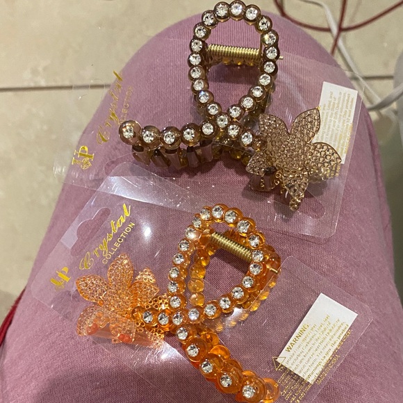 Brown and Orange Hair Clips - Picture 1 of 1